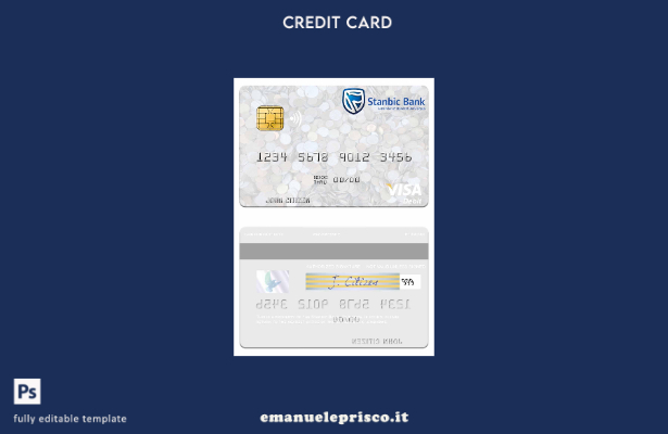 modello di carta di debito visto Zimbabwe Stanbic Bank in stile verificato